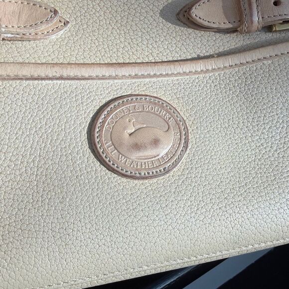 Dooney & Bourke Vintage buckle ziptop satchel oatmeal Leather Crossbody Shoulder - Picture 11 of 14
